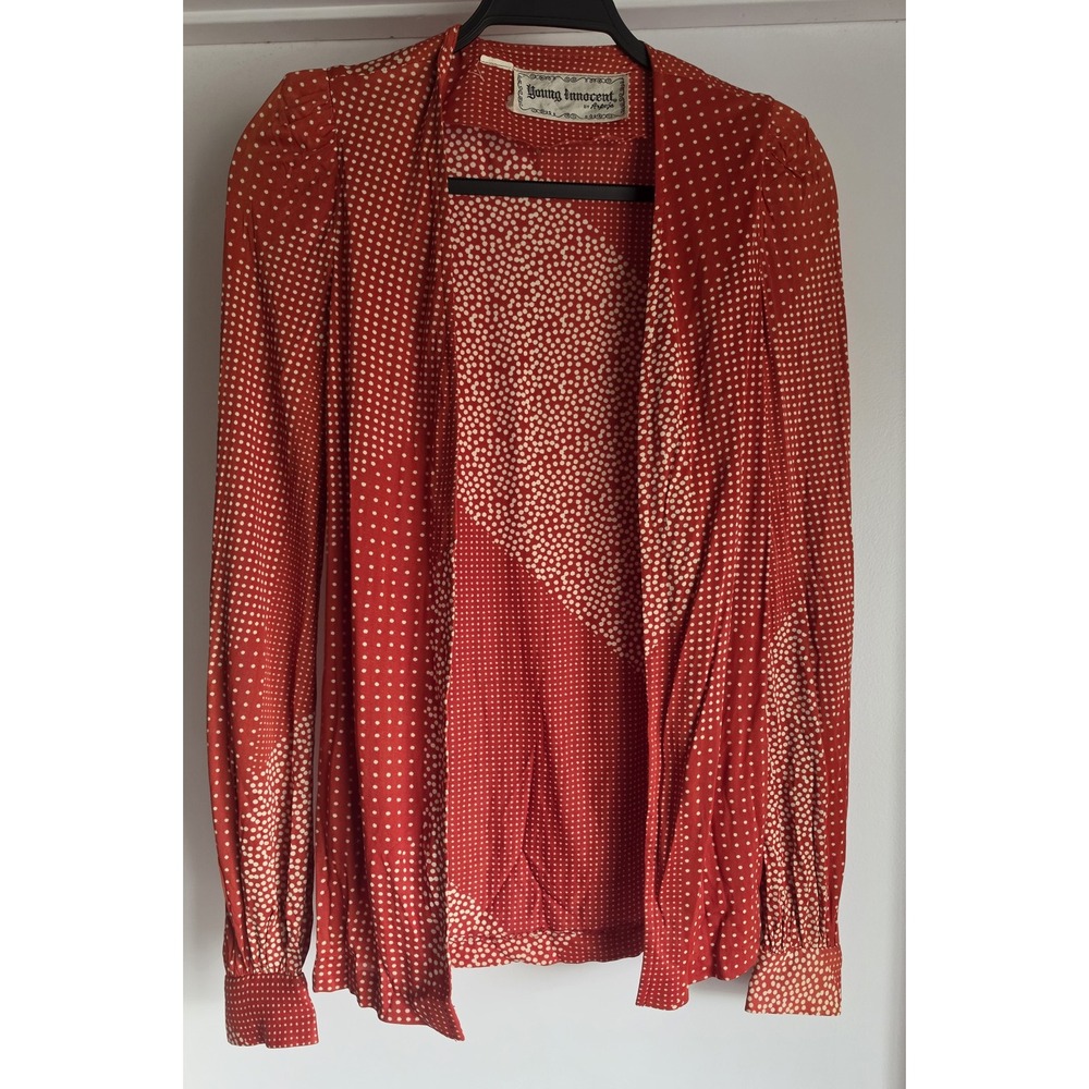 Young Innocent Arpeja Blouse Red White Polka Dot Long Sleeve Vintage Top Shirt